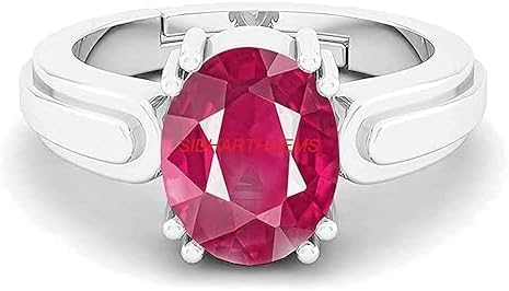 925 Sterling Silver 5.50 Ct Ruby Manik Oval Shape Ring for Women And Man Unisex Birthstone.