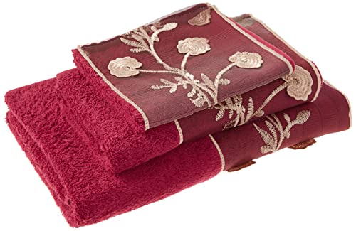 Popular Bath Ombre Rose Design Towel Set 3Pc, Burgundy #TOP10