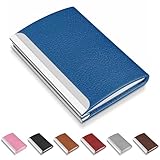 NANXJIUR Visitenkartenetui Leder Namenskartenhalter Tasche Visitenkartenhalter Metall, Slim Visitenkartenetui für Männer und Frauen mit Magnetverschluss Visitenkartenetuis Professionelles-Blau