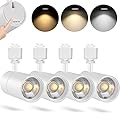 VANoopee 3-Color 30W H Track Lighting Heads Dimmable Bright LED Track Lighting Fixtures Accent Task Retail Kitchen Ceiling Spotlight Track Light H Type Pack of 4 - Flicker Free CRI90+ 36° 3000lm White
