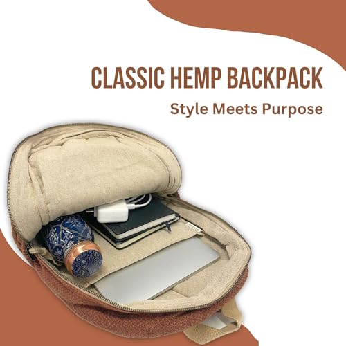 Classic Hemp Backpack, Brown – Stylish & Durable Backpack, Comfortable Adjustable Straps, Multiple Compartments, Ideal for Travel, Hiking & Daily Use2