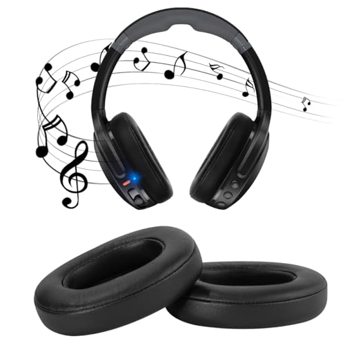 ELZO Replacement Earpads Cushions for Skullcandy Crusher Wireless Evo ANC, Hesh 3 EVO ANC, Replacement Ear Pads with Softer Protein Leather, Memory Foam, Added Thickness, Noise Isolation (Black)