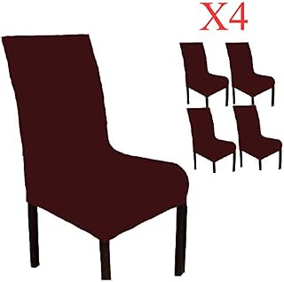 BLUETOP 4PCS Wine Red Dining Chair Covers Wedding Chair Slipcovers Soft Light Spandex