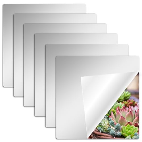 GALOZZOIT 6 Piezas Espejo Pared, 20x20 cm Adhesivo Flexible Decorativo Acrílico Espejos Puertas Armario Habitación