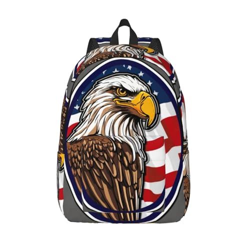 Mochila de viaje con estampado de águila calva americana con asas ergonómicas para mujer