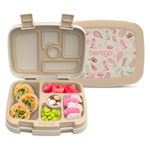 Image of Bentgo Kids Prints Leak-Proof, 5-Compartment Bento-Style Kids Lunch Box - Ideal Portion Sizes for Ages 3-7, Durable, Drop-Proof, Dishwasher Safe, PFAS- & BPA-Free Materials (NEW Cowgirl Dreams)
