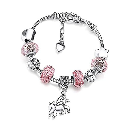 BaiJ Pulsera de Unicornio para Niñas,Pulsera de Cristal Rosa Brillante para Regalos de Cumpleaños de Chica Adecuado 6-12 años | Ya disponible en tu tienda friki favorita! En mundofriki.es!
