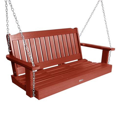 Image of Highwood Lehigh Porch Swing, 4 Feet, Rustic Red