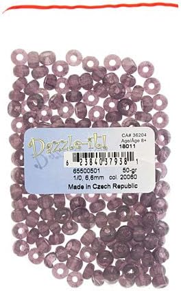 John Bead 50g 1/0 Czech Glass Seed Beads (6.6mm Diameter) Transparent Amethyst DIY Jewelry Making Beads by Preciosa (Jablonex)