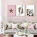 Set of 3 Preppy Cheetah Wall Art Trendy Pink Leopard Canvas Prints Star Lucky 8 Ball Posters Aesthetic Wall Decor Pictures for Girly Bedroom Apartment Dorm Unframed 12x16in