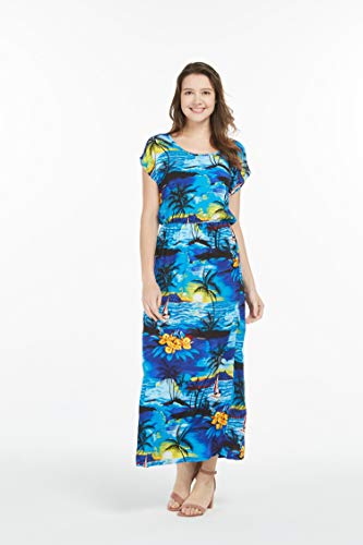 Image of Hawaii Hangover Family Matching Hawaiian Clothes, Sunset Blue | Family matching Hawaiian outfits, Sunset Blue, lightweight rayon, machine washable, tropical print, luaus, cruises