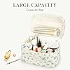 GSenhui 3pcs Kosmetiktasche Damen Gesteppte Kulturtasche Set Make Up Tasche mit Blumenmuster, Kulturbeutel Wasserdicht Tragbare Schminktasche Cute Cosmetic Bag für Mädchen #3