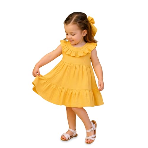 Image of Kidbea Baby Girls Cotton Dress for Kids | Soft, Breathable & Comfortable Western Frock | Trendy Casual, Party & Festive Outfit for Girls