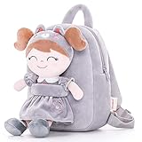 Mochila Infantil com Boneca Removível Gloveleya Spring Bichos Gata Cinza