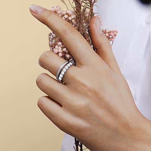 Helloice Moissanite Wedding Rings For Women D Color Vvs1 Lab Created Diamond Half Stackable Ring 18K White Gold Plated 925 Sterling Silver Eternity Bands Anniversary Band #TOP3