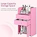 4ever2buy Pink Salon Station, Rolling Beauty Station for Hair Stylist, Hair Salon Station Storage Cabinet with Wheels, Salon Table with 2 Drawers, Stylist Storage Cabinet with 2 Hair Dryer Holders