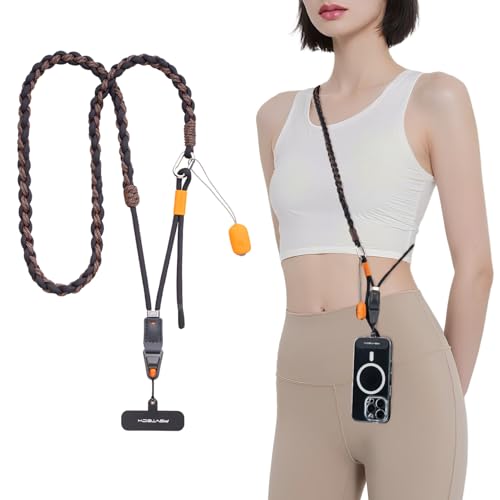 PGYTECH LinkGo Adjustable Phone Strap with Lens Cloth, Anti Theft and Quick Release Bead for iPhone & Android Smartphones, Cell Phone Neck Lanyard for Daily & Outdoor Activities, Skin-Friendly, Black