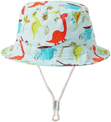 SWOAWO Dinosaur Baby Toddler Kids Bucket Hat with UV Protection, UPF 50+ Wide Brim Adjustable Breathable Sun Protection Hats
