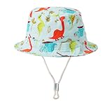 SWOAWO Dinosaur Baby Toddler Kids Bucket Hat with UV Protection, UPF 50+ Wide Brim Adjustable Breath