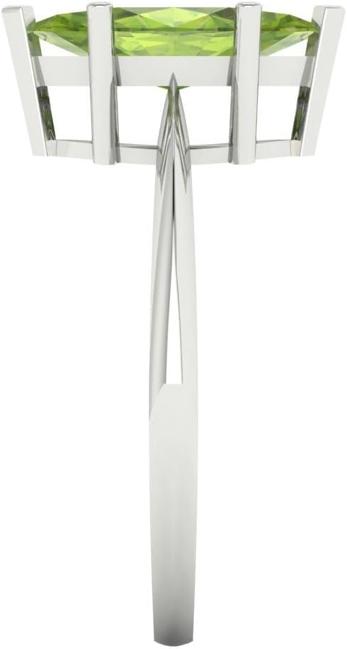 Clara Pucci 1.5 cttw Marquise Cut Solitaire Maximalist Cocktail Statement Ring for Women - 14K White Gold Plated .925 Sterling Silver (11x5.5mm Natural Peridot)