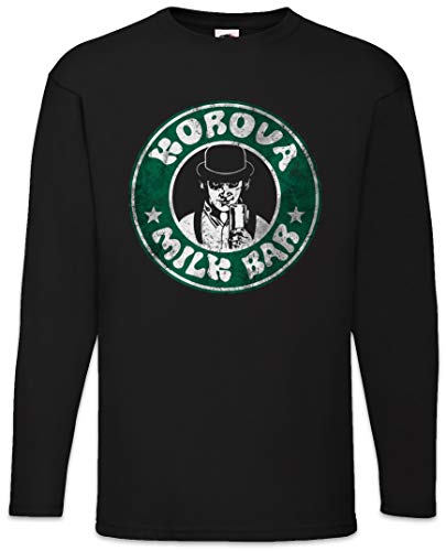 Urban Backwoods Korova Milk Bar Herren Langarm T-Shirt Schwarz Größe XL