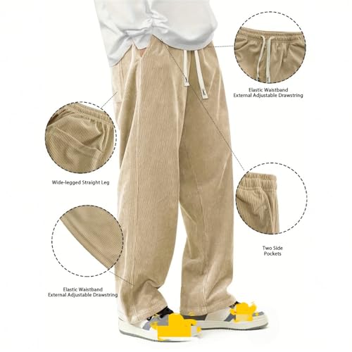 Mens Corduroy Pants, Men's Fashion Vintage Sports Corduroy Fabric Logo Embroidered Trousers, Men's Casual Pants3