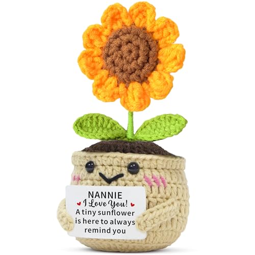 TTOVEN Nannie Gifts Handmade Positive Sunflower Crochet for Nannie Birthday