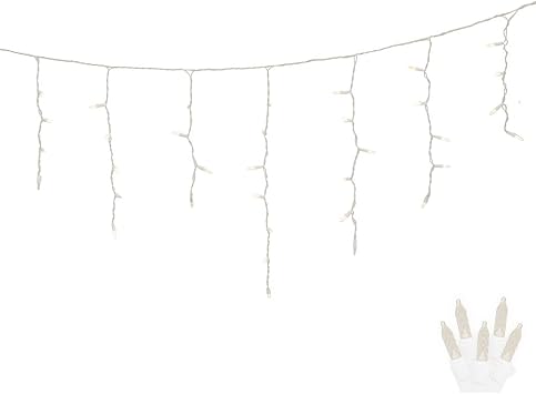 Vickerman 70-Light LED Warm White White Wire M5 Twinkle Icicle with 9-Feet Length