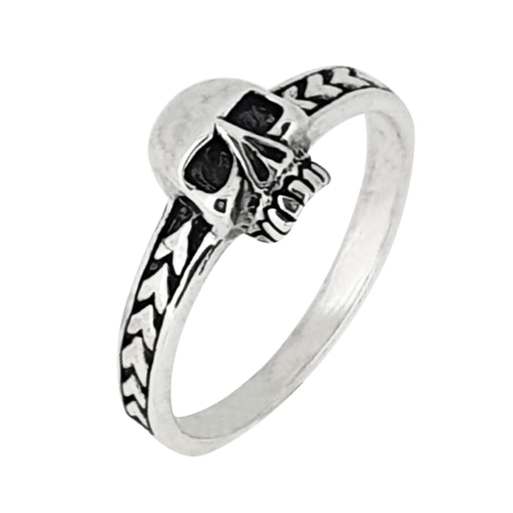 Treasure Bay Anillo delicado de plata de ley 925 con calavera para mujeres y niñas adolescentes