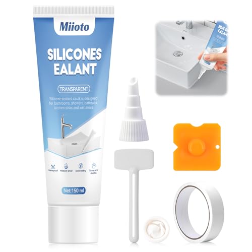 Silicone Transparent Salle de Bain, Joint Silicone Transparent, silicone Blanc Salle de Bain, Cuisines et Salles de Bains, Etanche à L'air et à L'eau, Bonne ÉtanchéIté, 150ml