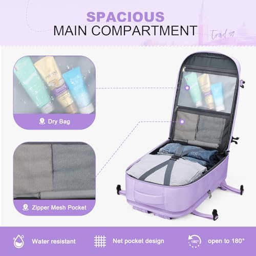 Image of Maelstrom Travel Backpack for Women Men,25L Laptop Backpack Fits 15.6-Inch Laptop,Waterproof Carry On Backpack for Airplanes with Detachable Crossbody Bag & Shoe Compartment (Purple, Medium)