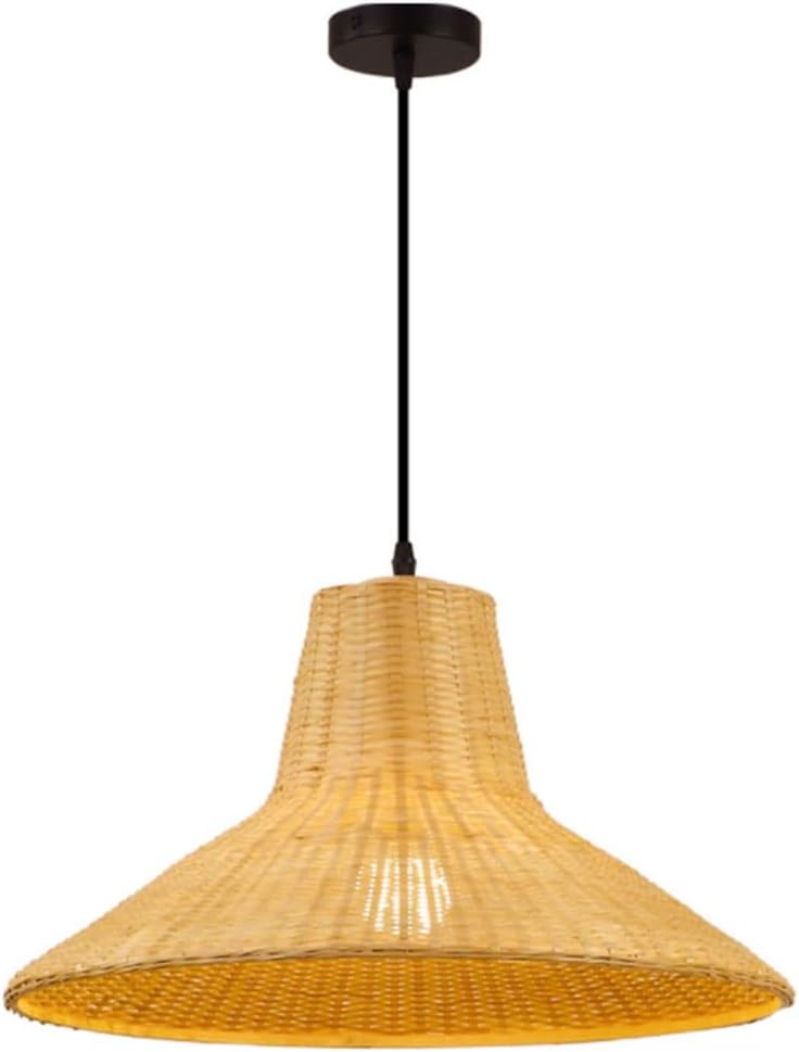 Vintage Rattan Pendant Lighting Lamp Bamboo Rustic Hanging Lamp in Southeast Asia Style Wicker Chandelier Woven Light Fixture for Kitchen Island, Living Room, Dining Room, E27 50cm*26cm