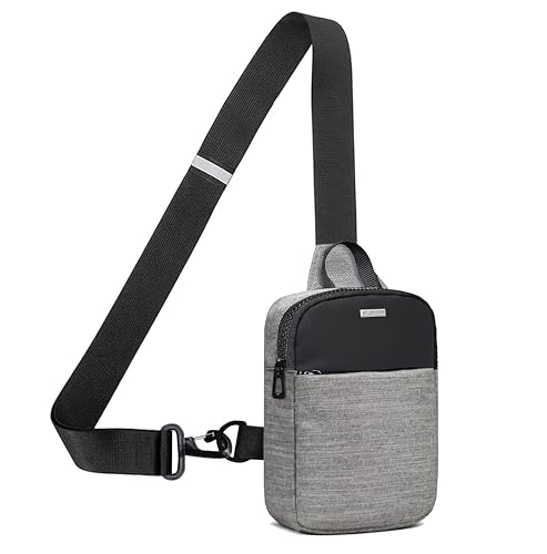 Image of WILDHORN Mini Sling Bag for Men & Women | Anti-Theft Crossbody Sling Bag | Small Chest Bag & Fanny Pack for Travel, Running, Hiking & Sports (Black & Grey Melange)