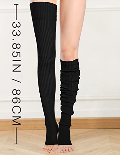 v28 Women Girls Thigh High Neon Ribbed Long 80s 90s Party Skating Leg Warmers3