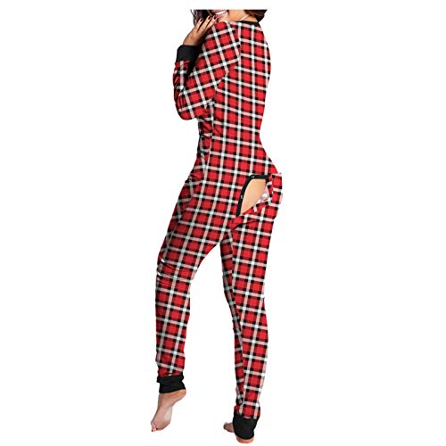 Gerichy Womens Pajama Sets, Women Sexy Deep V Neck Butt Button Back Flap Jumpsuit Pajama Long Sleeve One Piece Bodycon Rompers Overall Sleepwear #TOP2