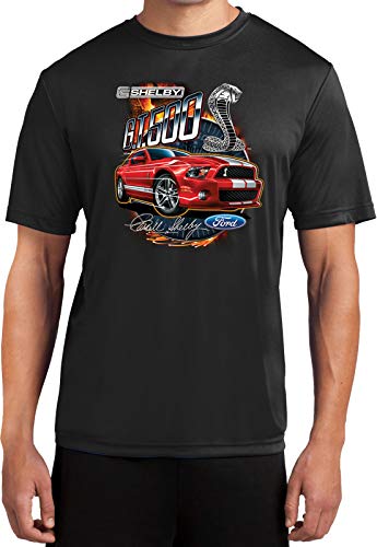 Ford Red Mustang Shelby GT500 Moisture Wicking Shirt, Black Small