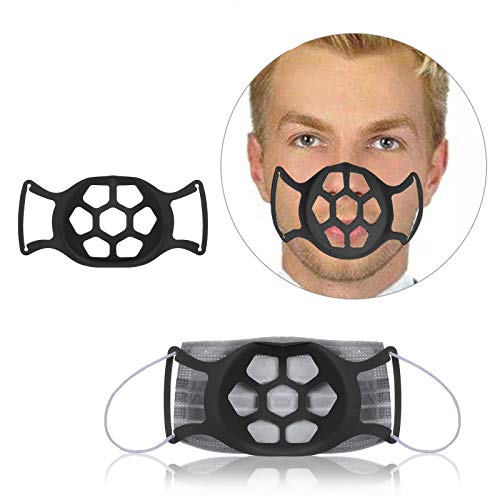 OBBO face mask bracket 3D Silicone Mask Bracket Reusable & Washable Silicone Inner Support Frame for More Breathing Space (5PC, Black)