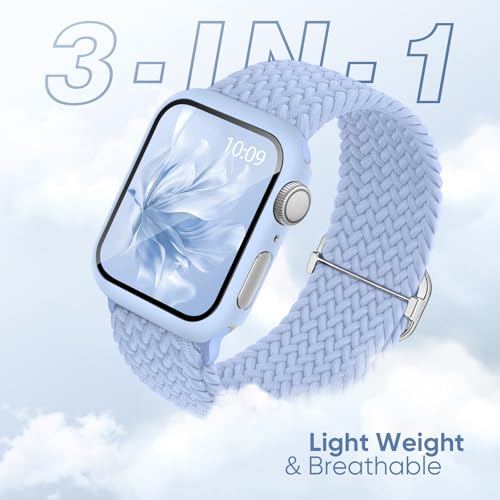 Braided Stretchy Band Compatible for Apple Watch Band and Case 40mm 41mm 42mm 44mm 45mm 46mm, Nylon Elastic Solo Loop and Protective Cover with Screen Protector for iWatch Series 11 10 9 8 7 SE 6 5 4 by Butifacion - Used condition - Image 2