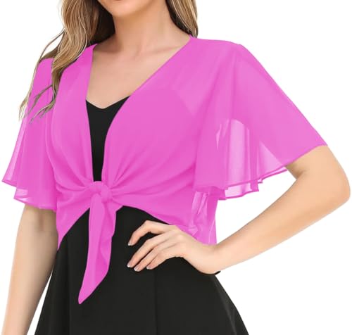 Image of Women's Solid Puff Sleeve Kimono Short Cardigan Loose Cover Up Casual Blouse Top Chiffon