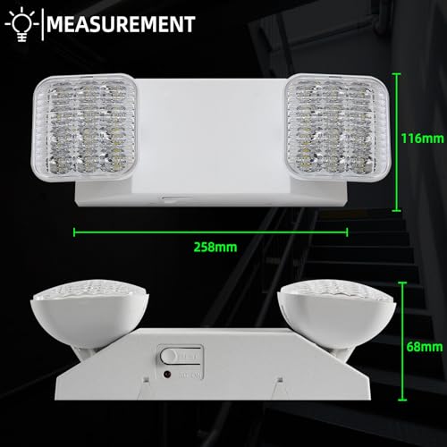 Enjvvs Emergency Light, LED Emergency Lighting with Battery Backup, 2 Adjustable Heads, Commercial Emergency Lights Combo for Business, 120V/277V AC, UL Listed, 1 Pack - Image 3