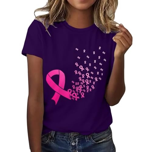Tee shirt rose Octobre Rose en tissu fluide et manches courtes légères - 2