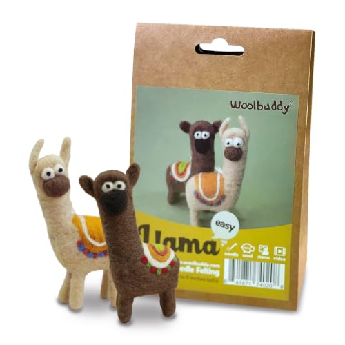 Woolbuddy Needle Felting Kit (Llama) for Beginner Adults Starter Set with Wool Felting Needles & Instructions