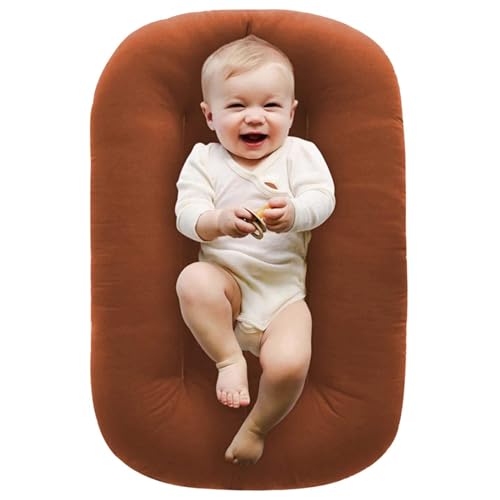 Image of Jeeeun Baby Lounger Pillow Soft Organic Cotton Breathable Snuggle Lounger for Baby (Coffee)