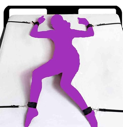 BDSM Sex Bondage Restraints Kit Under Mattress Resistant Straps Adult Play Sex Resistance Bands with Ankle Strap Men Thigh Handcuffs and Blindfold Set for Women Bedroom Restraints for Bed Sweater