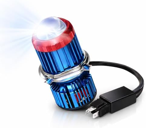 OBEROI'S TRADERS Super Bright H4 Fitting CYT Led Headlight Lens Projector Bulb | White and Yellow | High and Low Beam | With Cooling Fan For All Bikes, ATV and Scooters