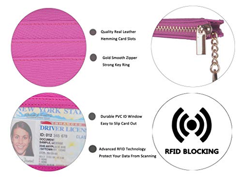 woogwin Womens Slim RFID Credit Card Holder Mini Front Pocket Wallet Coin Purse Keychain (Crosshatch Rose)