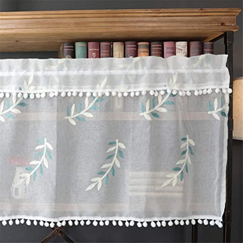 Cortina corta elegante bordada con acabado translúcido para decoración de salón 6