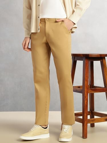 Image of Thomas Scott Men's Cricket Club Collection Straight Fit Chinos | Mid-Rise | Solid | Woven | Casual Trouser