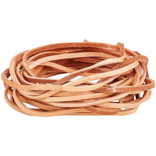 GORGECRAFT 3mm Flat Leather Cord 5M Long Genuine Leather Strip 2mm Thick Cowhide Leather String Braiding Thread Rope for Bracelets Neckacle Jewellery Making Boot Lace DIY Beading Crafts
