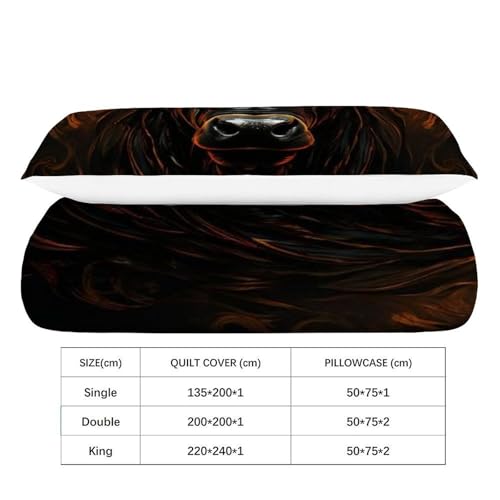 Housse de couette bison parure de lit animal 135x200cm microfibre - 4